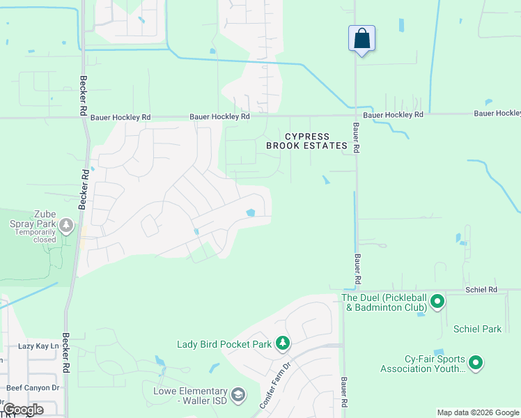 map of restaurants, bars, coffee shops, grocery stores, and more near 17720 Willow Run Street in Hockley