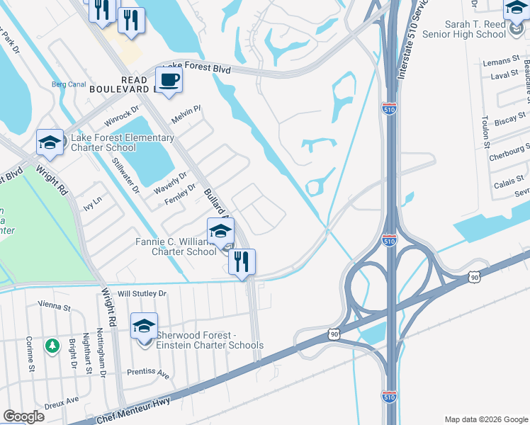 map of restaurants, bars, coffee shops, grocery stores, and more near 5035 Par 4 Drive in New Orleans