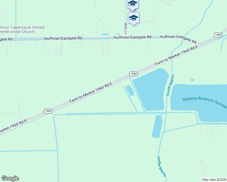map of restaurants, bars, coffee shops, grocery stores, and more near Farm to Market 1960 in Huffman