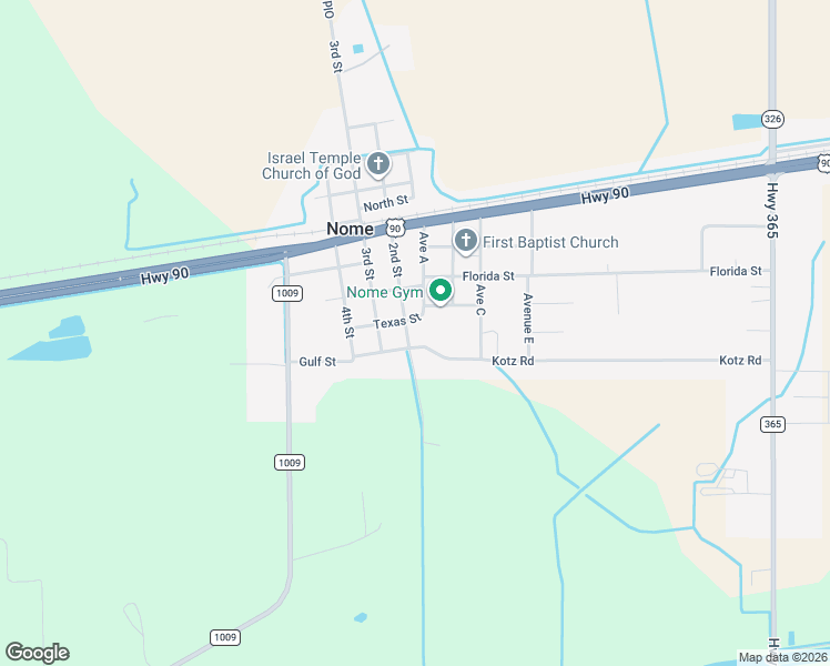 map of restaurants, bars, coffee shops, grocery stores, and more near 1759 2nd Street in Nome