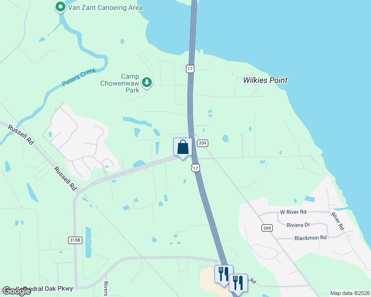 map of restaurants, bars, coffee shops, grocery stores, and more near 3056 U.S. 17 in Green Cove Springs