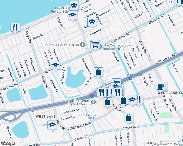 map of restaurants, bars, coffee shops, grocery stores, and more near in New Orleans