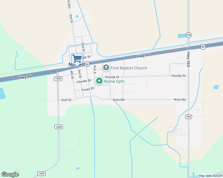 map of restaurants, bars, coffee shops, grocery stores, and more near 1669 Avenue C in Nome