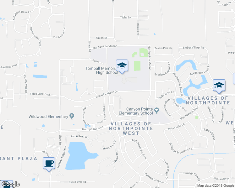 map of restaurants, bars, coffee shops, grocery stores, and more near 13314 Gladebeck Lane in Tomball