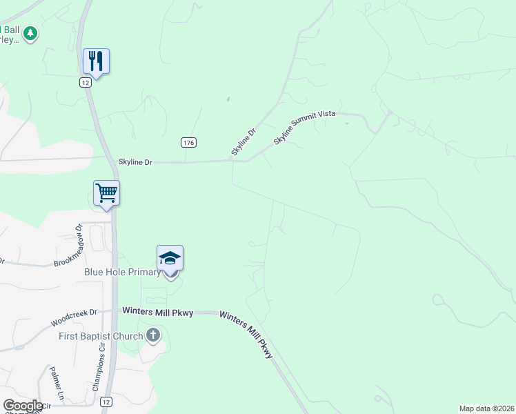 map of restaurants, bars, coffee shops, grocery stores, and more near 250 Caliche Road in Wimberley