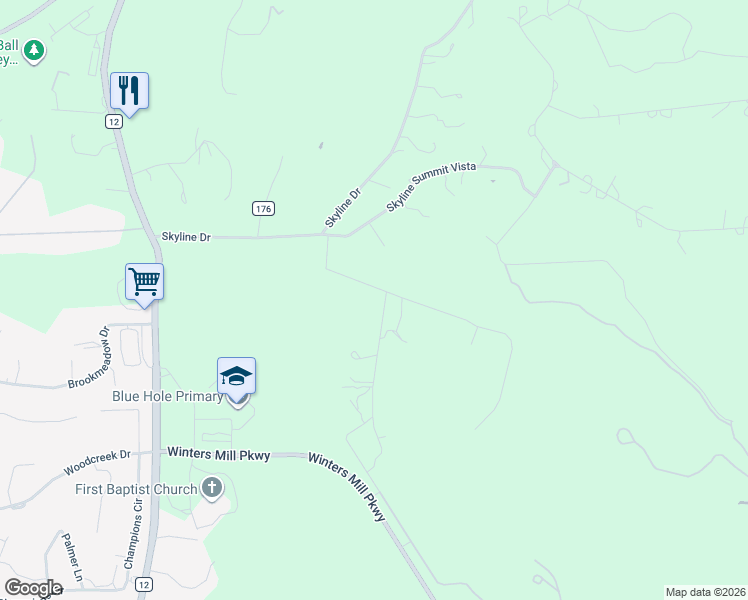 map of restaurants, bars, coffee shops, grocery stores, and more near 250 Caliche Road in Wimberley