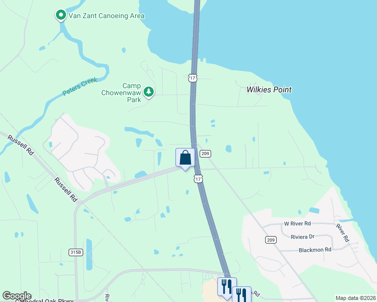 map of restaurants, bars, coffee shops, grocery stores, and more near 3056 U.S. 17 in Green Cove Springs