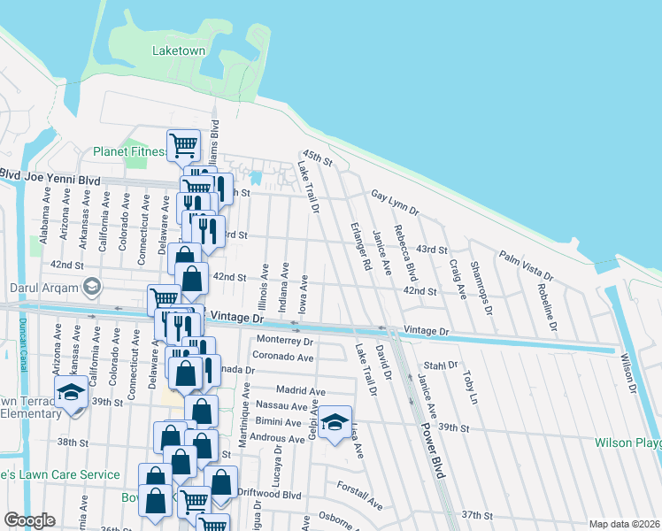 map of restaurants, bars, coffee shops, grocery stores, and more near 4221 Kansas Avenue in Kenner
