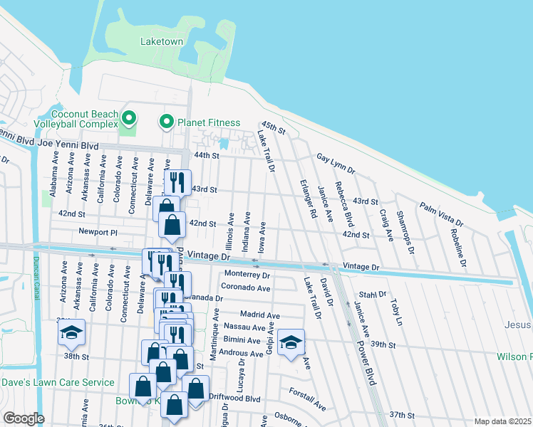 map of restaurants, bars, coffee shops, grocery stores, and more near 4221 Kansas Avenue in Kenner