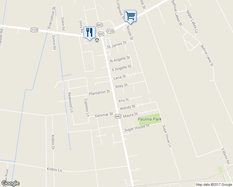 map of restaurants, bars, coffee shops, grocery stores, and more near 3568 Louisiana 642 in Paulina
