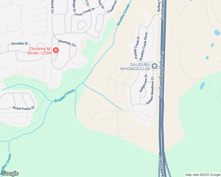 map of restaurants, bars, coffee shops, grocery stores, and more near 3422 Bradley Creek Parkway in Green Cove Springs