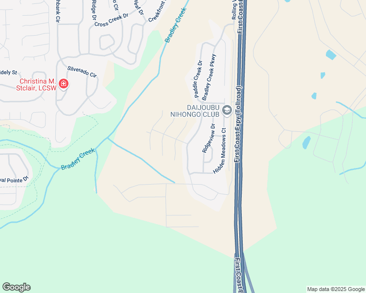 map of restaurants, bars, coffee shops, grocery stores, and more near 3422 Bradley Creek Parkway in Green Cove Springs