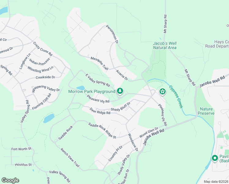 map of restaurants, bars, coffee shops, grocery stores, and more near 6 East Valley Spring Road in Wimberley