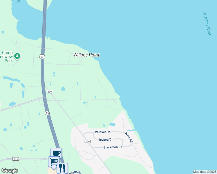 map of restaurants, bars, coffee shops, grocery stores, and more near 3085 Anderson Road in Green Cove Springs