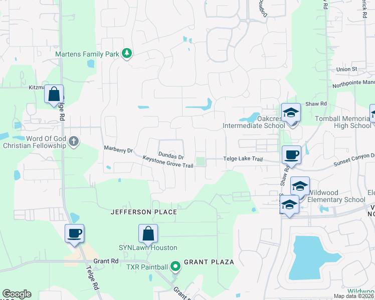 map of restaurants, bars, coffee shops, grocery stores, and more near 18006 Heartsong Drive in Cypress