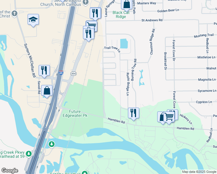 map of restaurants, bars, coffee shops, grocery stores, and more near 422 Laurel Timbers Drive in Houston
