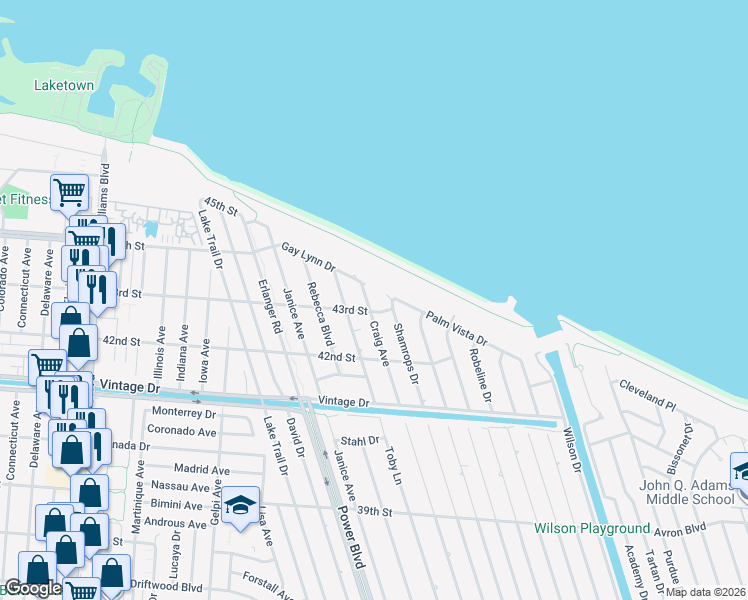 map of restaurants, bars, coffee shops, grocery stores, and more near 5513 Craig Avenue in Kenner