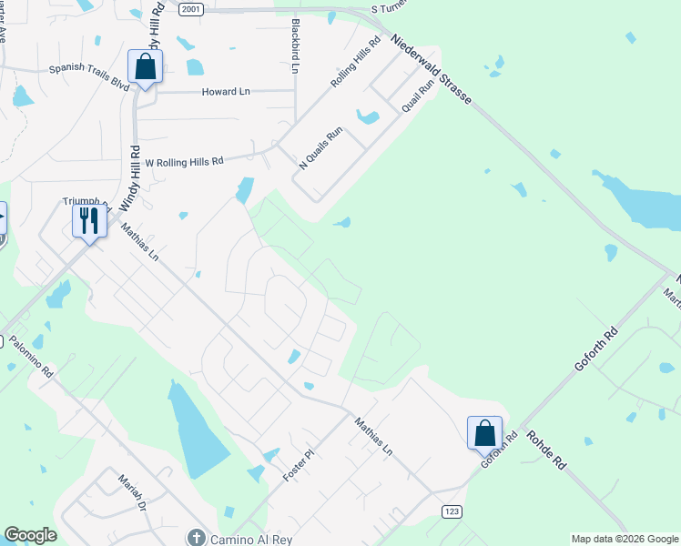 map of restaurants, bars, coffee shops, grocery stores, and more near 324 Quail Run in Buda