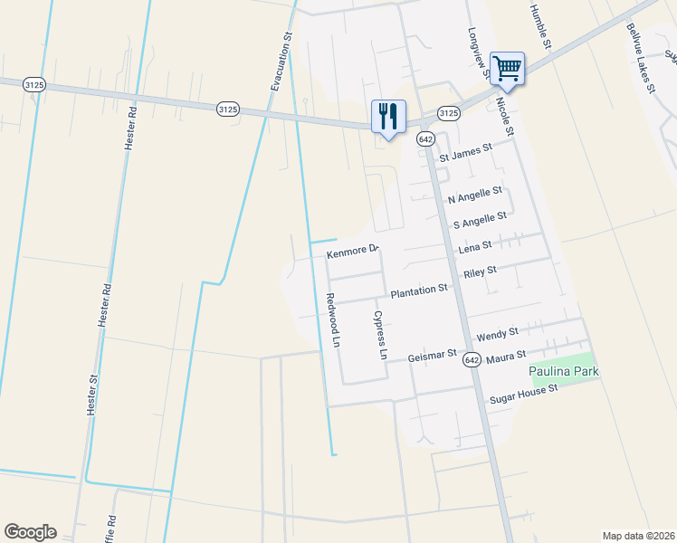map of restaurants, bars, coffee shops, grocery stores, and more near 3613 Kenmore Drive in Paulina
