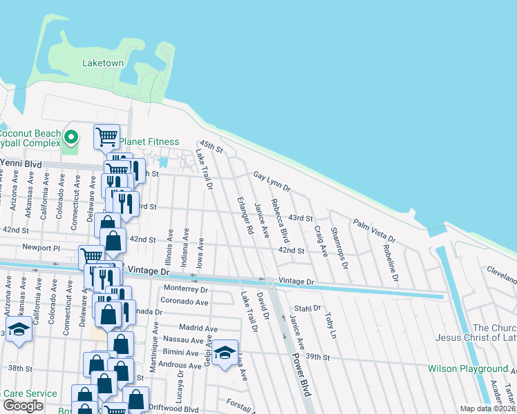 map of restaurants, bars, coffee shops, grocery stores, and more near 5509 Janice Avenue in Kenner