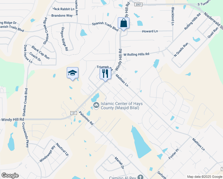 map of restaurants, bars, coffee shops, grocery stores, and more near 124 Cherry Laurel Lane in Kyle