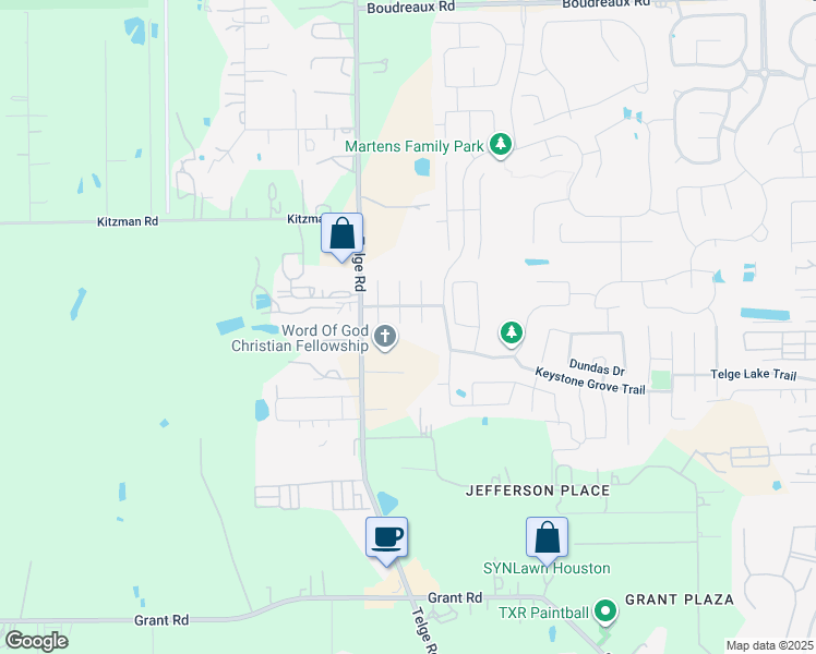 map of restaurants, bars, coffee shops, grocery stores, and more near 18010 Iris Edge Way in Cypress