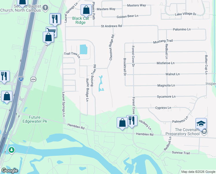 map of restaurants, bars, coffee shops, grocery stores, and more near 1219 Chestnut Ridge Road in Houston