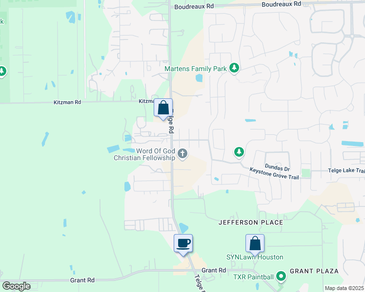 map of restaurants, bars, coffee shops, grocery stores, and more near 18018 June Oak Street in Cypress
