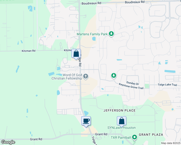 map of restaurants, bars, coffee shops, grocery stores, and more near 18018 Iris Edge Way in Cypress