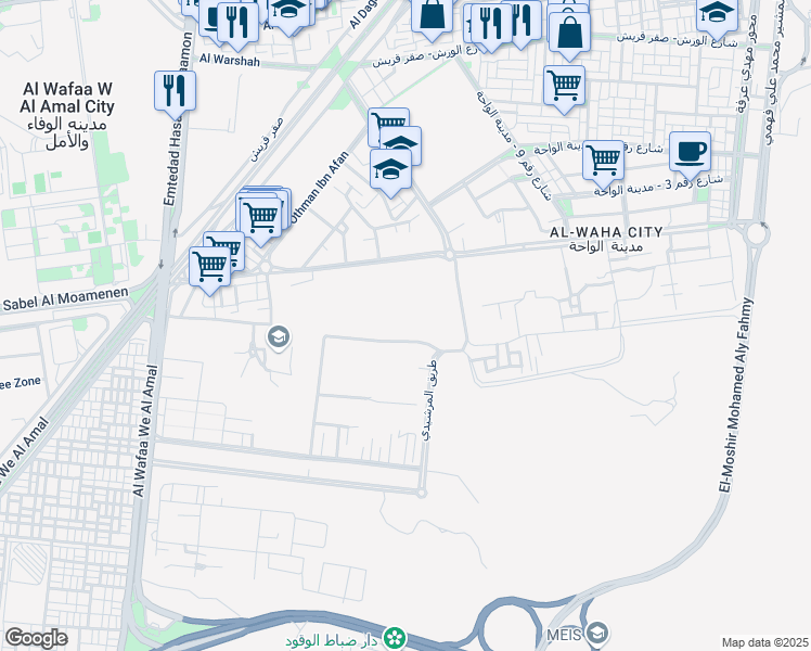 map of restaurants, bars, coffee shops, grocery stores, and more near in Nasr City