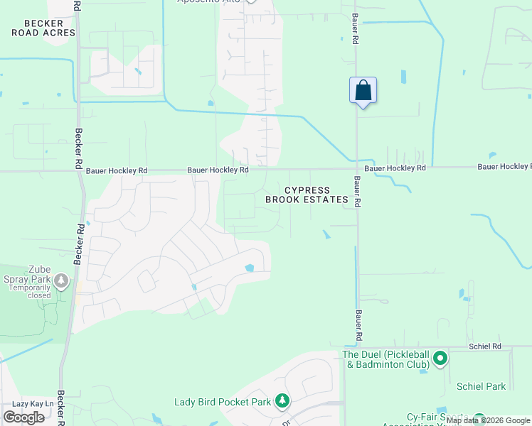map of restaurants, bars, coffee shops, grocery stores, and more near 23425 Bauer Hockley Road in Hockley