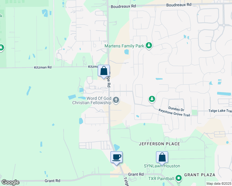 map of restaurants, bars, coffee shops, grocery stores, and more near 18018 Iris Edge Way in Cypress