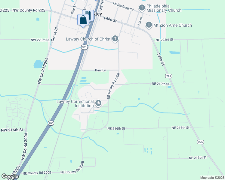 map of restaurants, bars, coffee shops, grocery stores, and more near 22493 Northeast County Road 200B in Lawtey