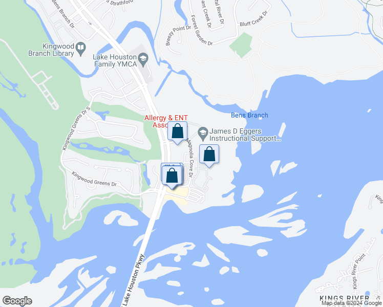 map of restaurants, bars, coffee shops, grocery stores, and more near 4921 Magnolia Cove Drive in Houston