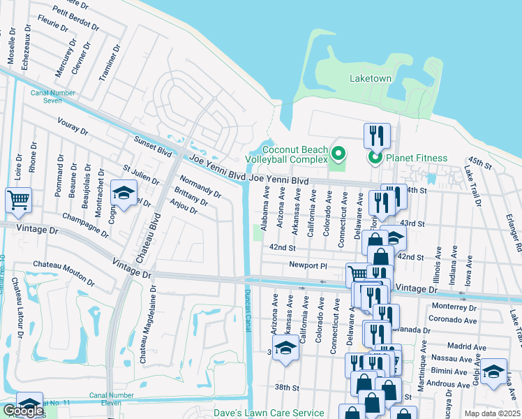 map of restaurants, bars, coffee shops, grocery stores, and more near 4229 Alabama Avenue in Kenner