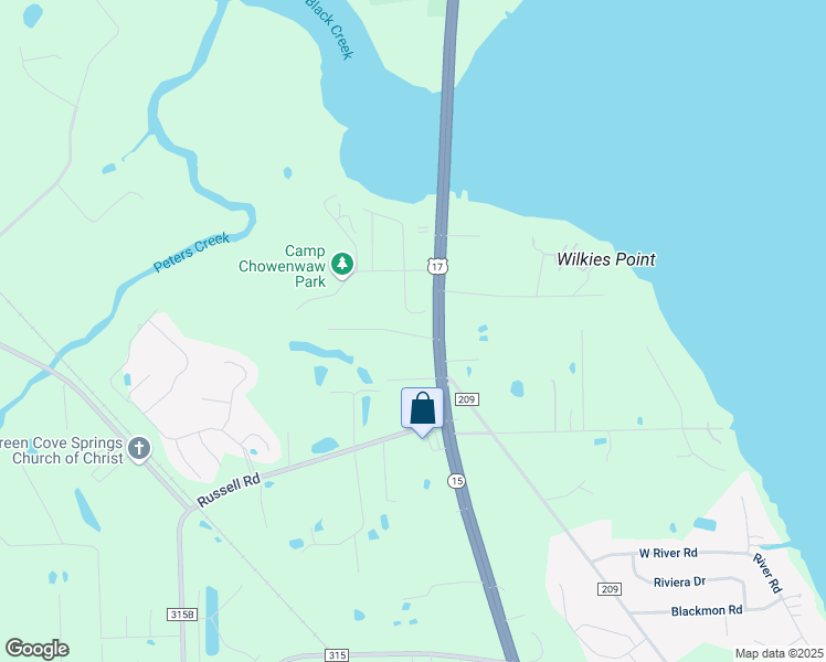 map of restaurants, bars, coffee shops, grocery stores, and more near 1496 Fraser Road in Green Cove Springs