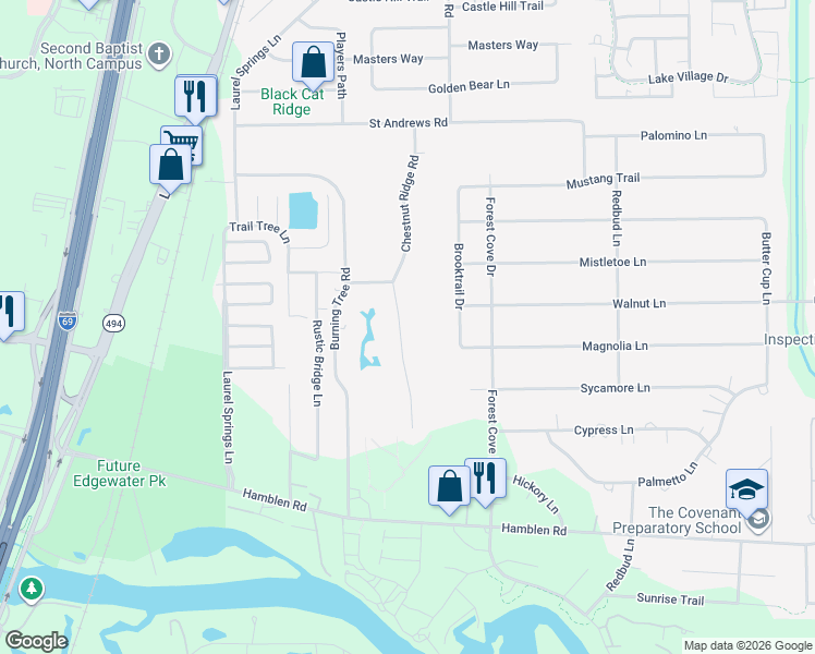map of restaurants, bars, coffee shops, grocery stores, and more near 1318 Chestnut Ridge Road in Humble