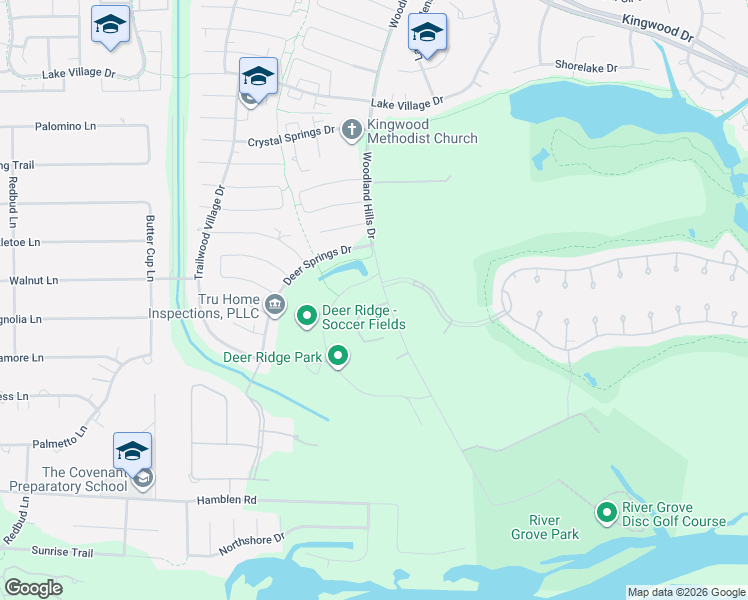 map of restaurants, bars, coffee shops, grocery stores, and more near 2287 Deer Cove Trail in Houston