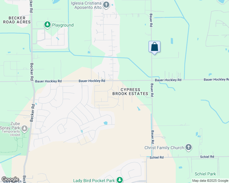 map of restaurants, bars, coffee shops, grocery stores, and more near 23298 Bauer Hockley Road in Hockley