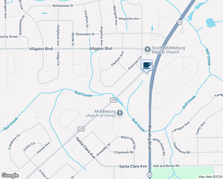map of restaurants, bars, coffee shops, grocery stores, and more near 2695 Primrose Circle in Middleburg