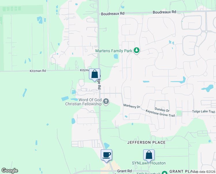 map of restaurants, bars, coffee shops, grocery stores, and more near 18126 Iris Edge Way in Cypress