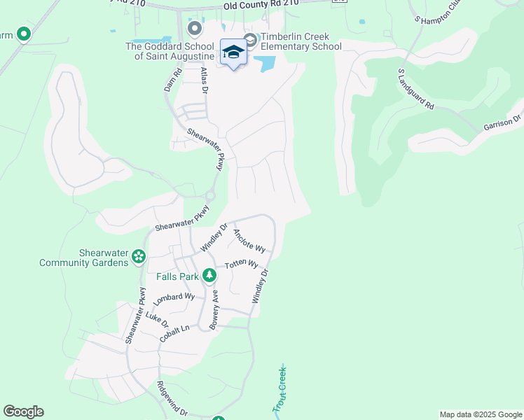 map of restaurants, bars, coffee shops, grocery stores, and more near 309 Windley Drive in St. Augustine
