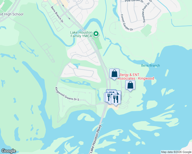 map of restaurants, bars, coffee shops, grocery stores, and more near 7 Twin Greens Court in Houston