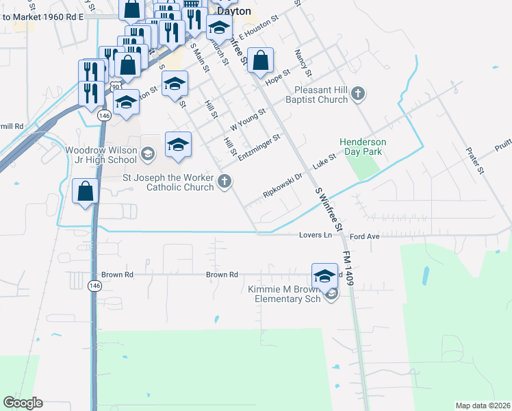 map of restaurants, bars, coffee shops, grocery stores, and more near 503 Ripkowski Drive in Dayton