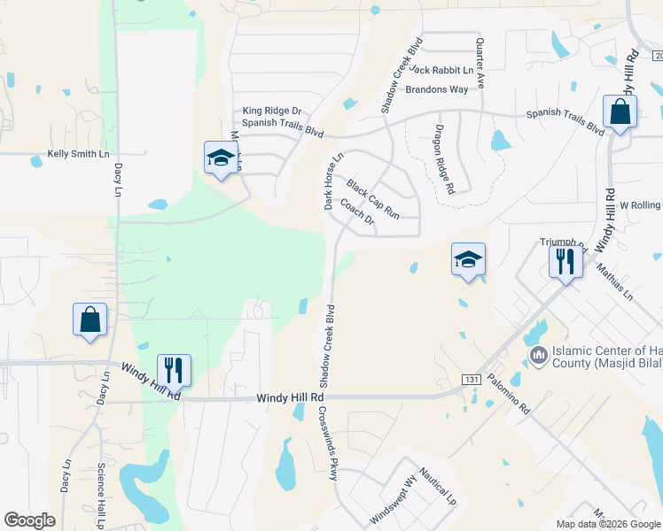 map of restaurants, bars, coffee shops, grocery stores, and more near 479 Shadow Creek Boulevard in Buda