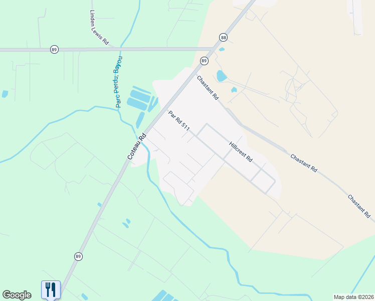 map of restaurants, bars, coffee shops, grocery stores, and more near 7614 April Court in New Iberia