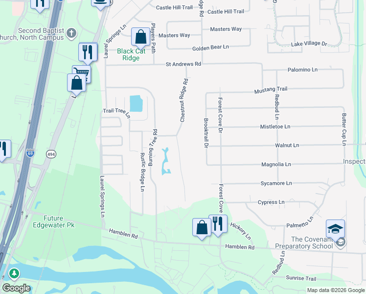 map of restaurants, bars, coffee shops, grocery stores, and more near 1318 Chestnut Ridge Road in Humble
