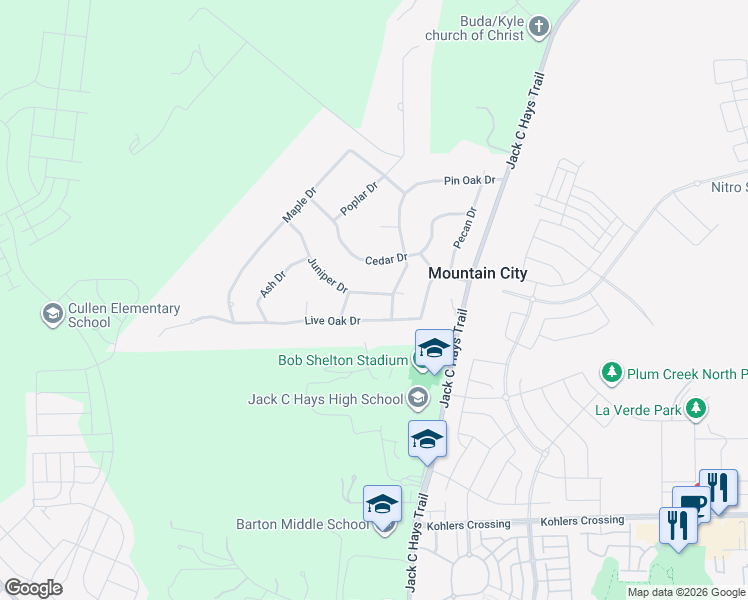 map of restaurants, bars, coffee shops, grocery stores, and more near 303 Juniper Drive in Mountain City