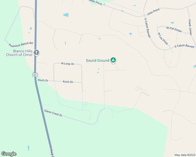 map of restaurants, bars, coffee shops, grocery stores, and more near 611 North Loop Drive in Blanco