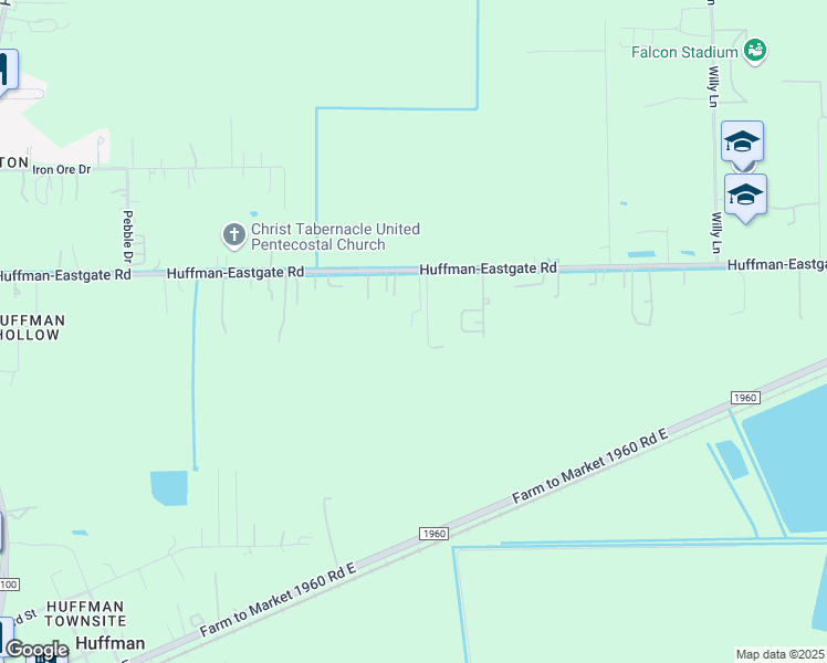 map of restaurants, bars, coffee shops, grocery stores, and more near 2728 Huffman-Eastgate Road in Huffman